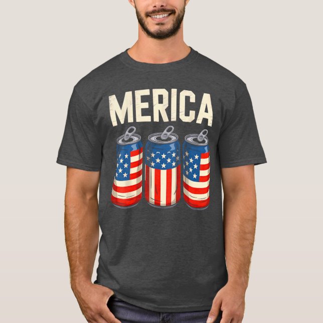 Beer American Flag 4th Of July Merica USA Men Wome T-Shirt (Front)