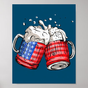 Beer American Flag 4th Of July  Poster