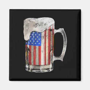 Beer American Flag 4th Of July Usa Drinking Party Magnet