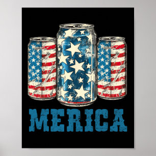 Beer American Flag Funny 4th Of July Merica Usa Dr Poster
