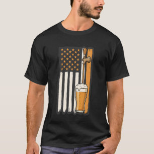 Beer American Flag Tap Patriotic Bar Drink Lover T-Shirt