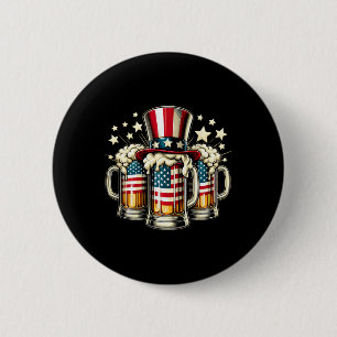 Beer American Flag Usa 4th Of July Party Drinking 6 Cm Round Badge