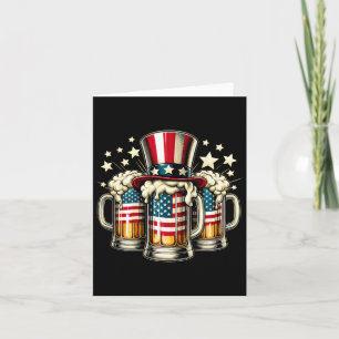 Beer American Flag Usa 4th Of July Party Drinking  Card