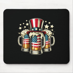 Beer American Flag Usa 4th Of July Party Drinking Mouse Pad