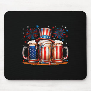 Beer American Flag Usa 4th Of July Party Drinking Mouse Pad