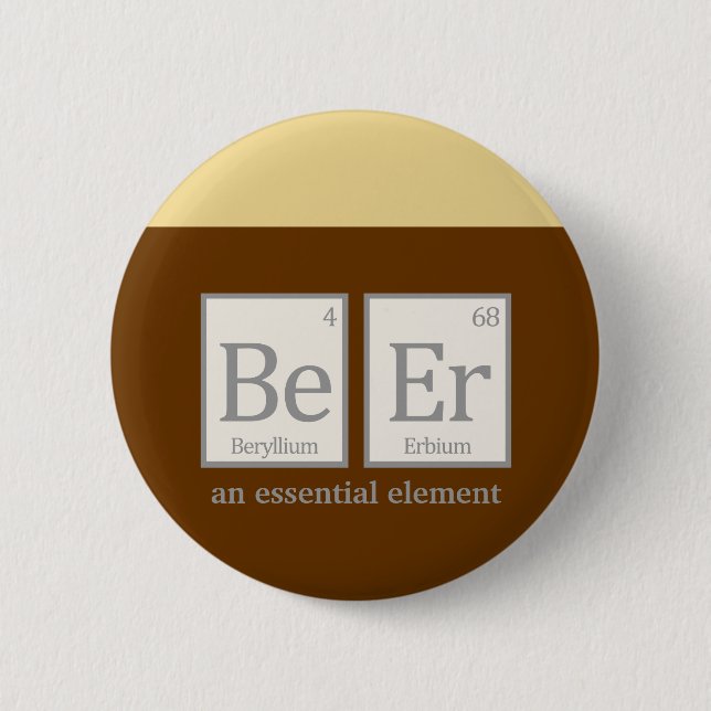 Beer, an essential element 6 cm round badge (Front)