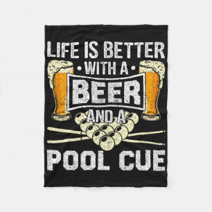 Beer And A Pool Cue Funny Drinking Billiards Fleece Blanket
