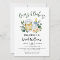 Beer and Babies Greenery Baby Shower Invitation
