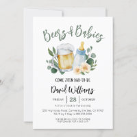 Beer and Babies Greenery Baby Shower Invitation
