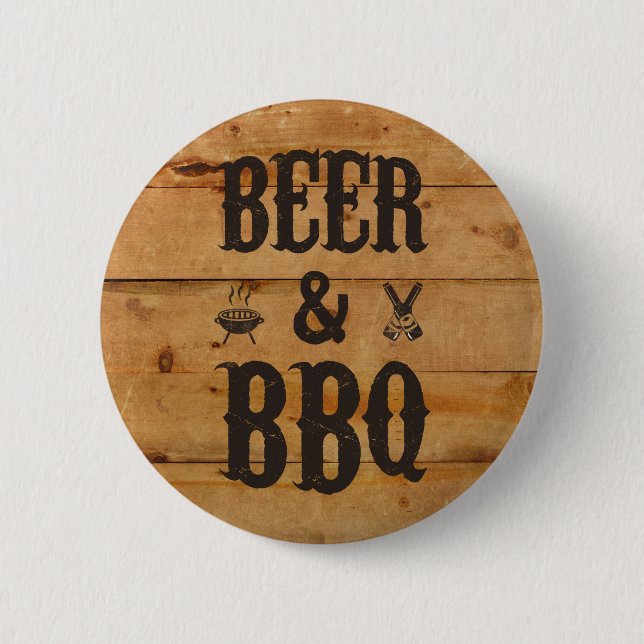 Beer and BBQ 6 Cm Round Badge (Front)