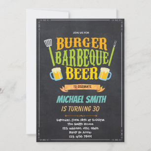 Beer and bbq birthday party invitation