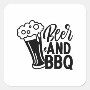 Beer and BBQ Square Sticker