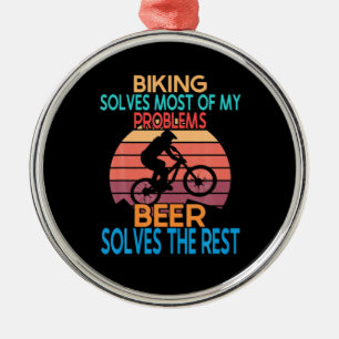 Beer And Biking Birthday Metal Ornament