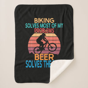Beer And Biking Birthday Sherpa Blanket