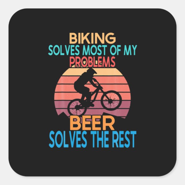Beer And Biking Birthday Square Sticker (Front)