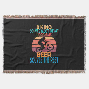Beer And Biking Birthday Throw Blanket
