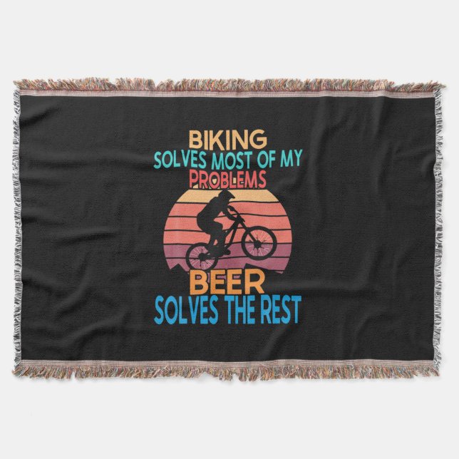 Beer And Biking Birthday Throw Blanket (Front)