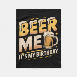 Beer and Birthday Vintage Distressed Retro Hop Fleece Blanket