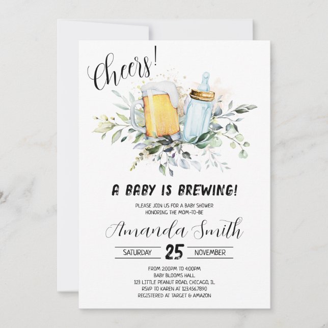 Beer and Bottle Baby Shower Invitation (Front)