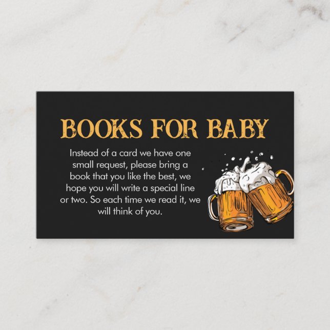 Beer and Diapers Baby Shower Books for Baby Enclosure Card (Front)