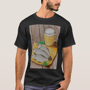 Beer and Dried Fish - Traditional Snack Watercolor T-Shirt
