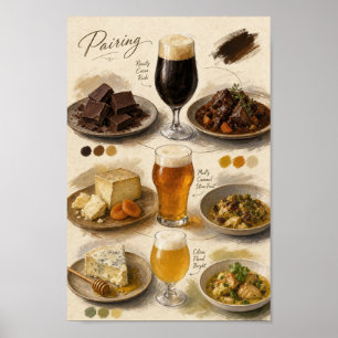 Beer and Food Tasting Pairing Guide Poster