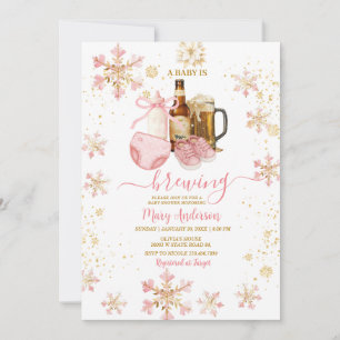 Beer and Milk Bottle Baby Is Brewing Baby Shower Invitation