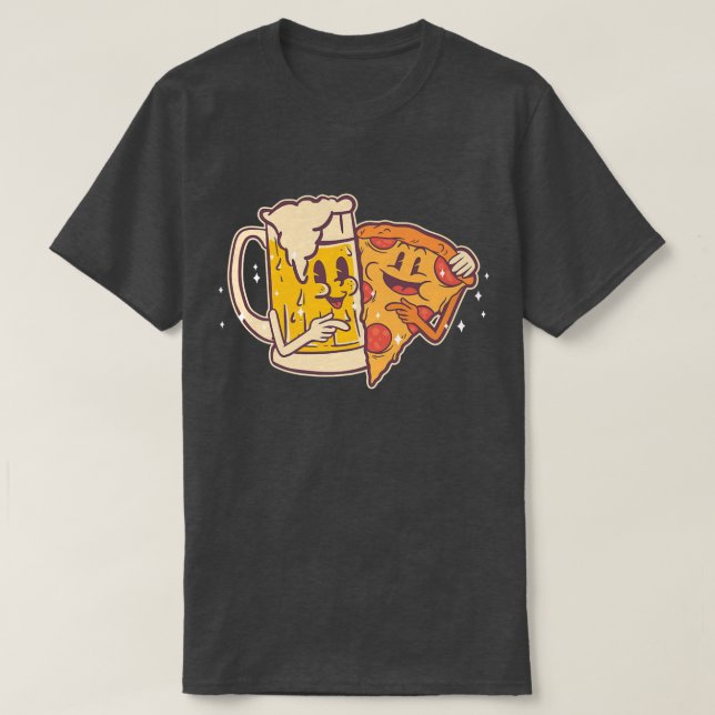 Beer and Pizza Cute Funny Best Friends Pizza  T-Shirt (Design Front)