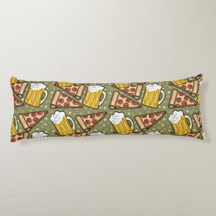 Beer and Pizza Graphic Pattern Body Cushion