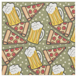 Beer and Pizza Graphic Pattern v3 Fabric