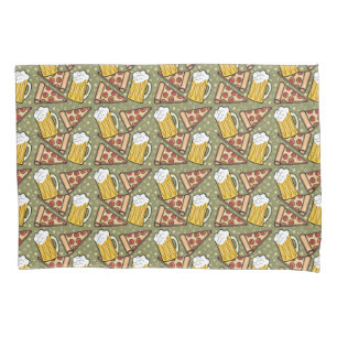 Beer and Pizza Graphic Pillowcase