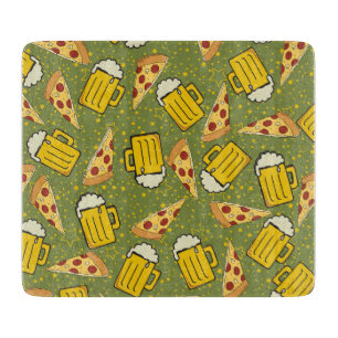 Beer and Pizza Pattern Cutting Board
