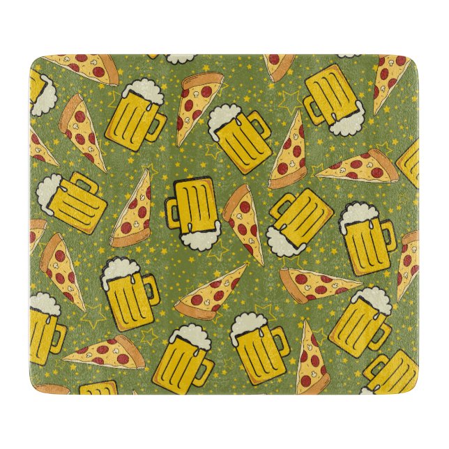 Beer and Pizza Pattern  Cutting Board (Front)