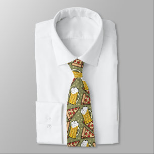 Beer and Pizza Pattern Tie