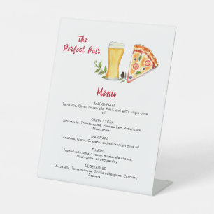 Beer and Pizza Pizza Party Menu Pedestal Sign