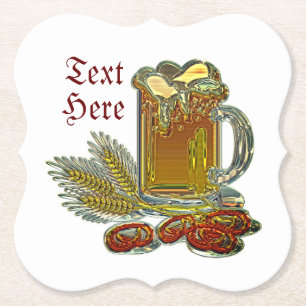 Beer and pretzels oktoberfest paper coaster