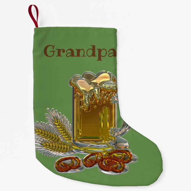 Beer and Pretzels Personalised Small Christmas Stocking (Front)