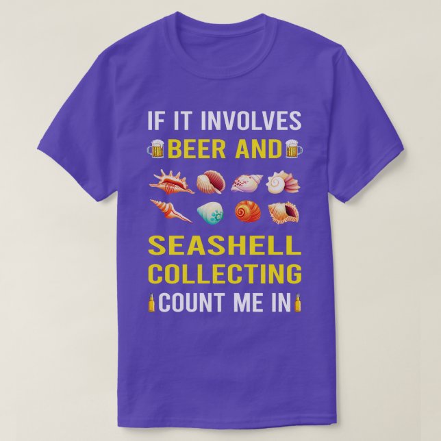 Beer And Seashell Collecting Seashells Sea Shell S T-Shirt (Design Front)