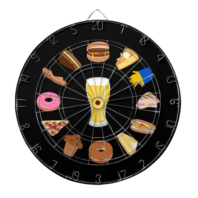 Beer and Snacks - Mancave Food themed graphics Dartboard (Front)