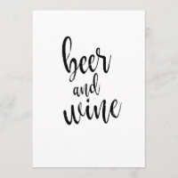 Beer and Wine Black and White Affordable Sign