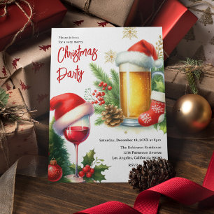 Beer and Wine Christmas Party Invitation