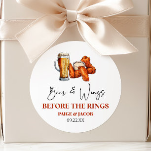 Beer and Wings Before The Rings Rehearsal Dinner Classic Round Sticker