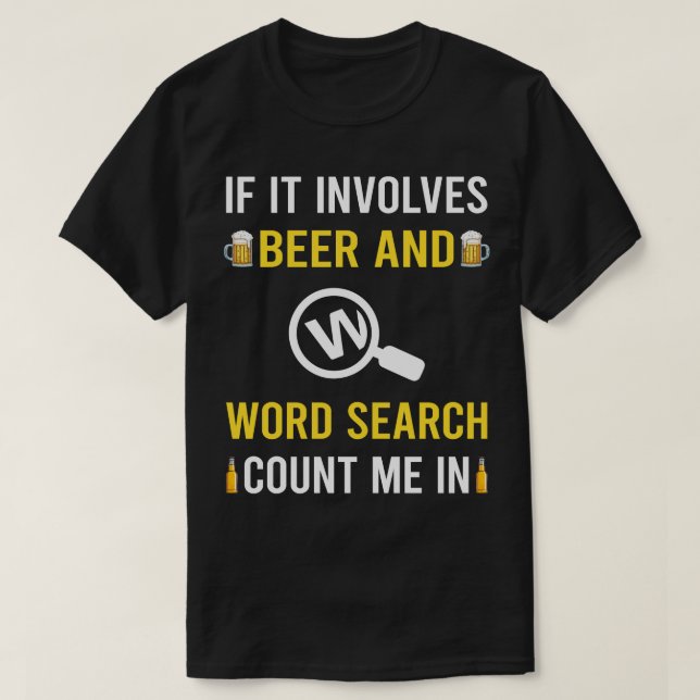Beer And Word Search T-Shirt (Design Front)