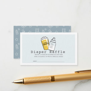 Beer & Baby Bottle Blue Baby Diaper Raffle Ticket Enclosure Card
