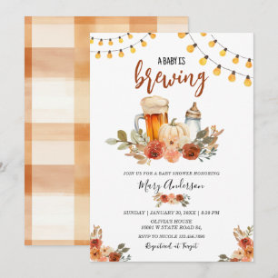 Beer Baby Is Brewing Fall Baby Shower  Invitation