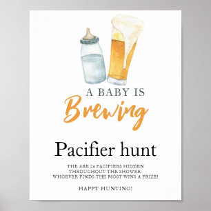 Beer baby pacifier hunt baby shower game poster