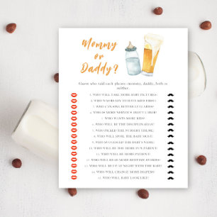 Beer baby shower - mummy or daddy game