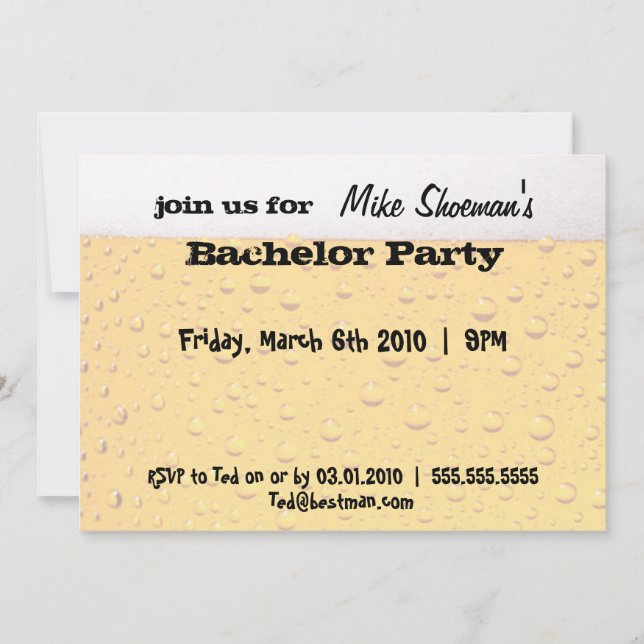 Beer Bachelor Party Invitations (Front)