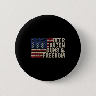 Beer Bacon Guns &amp; Dom - Bbq Vintage Usa Flag D 6 Cm Round Badge