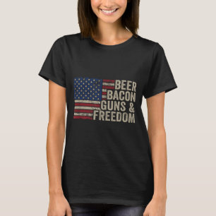 Beer Bacon Guns & Dom - Bbq Vintage Usa Flag D T-Shirt